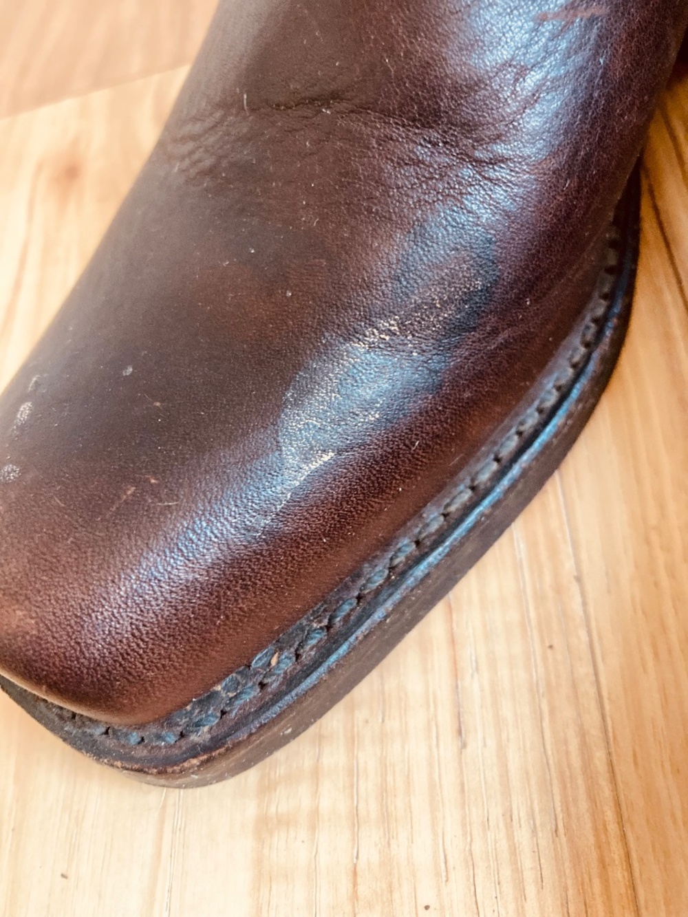 Dark Brown Leather Ankle Womens US 7 Frye Harness Moto Boots Square Toe - Picture 7 of 10